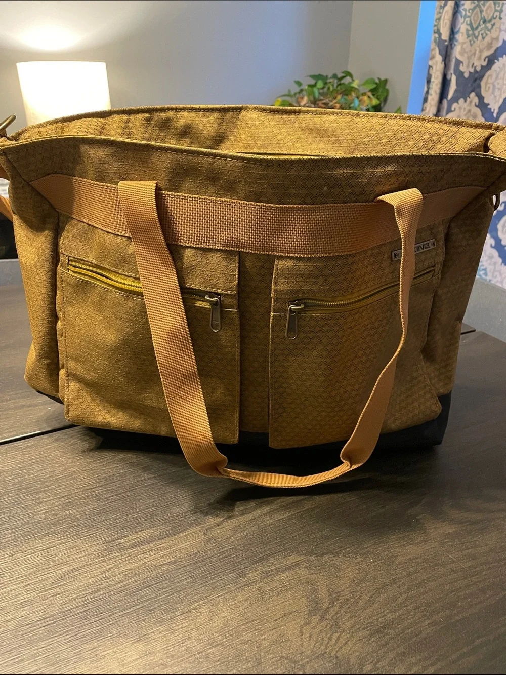Dakine Tan & Charcoal Messenger Bag with Yellow Accent